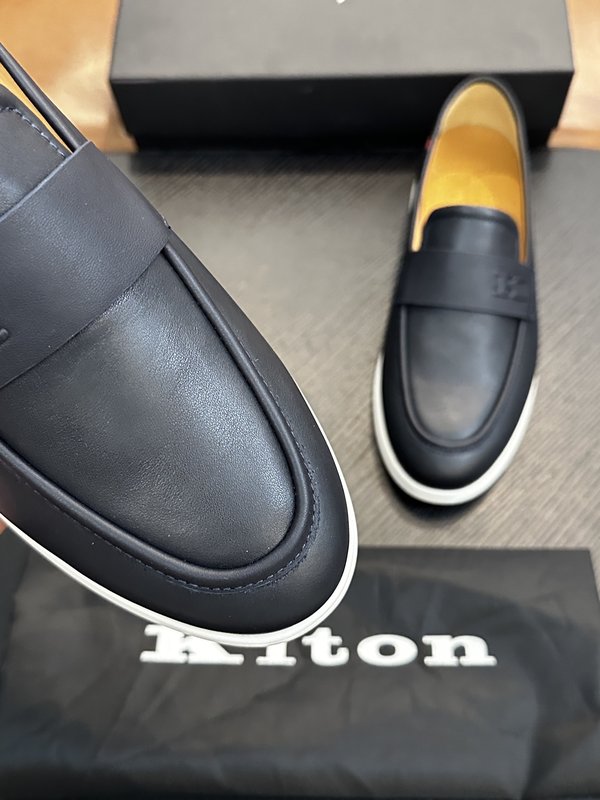 Kiton 남성 송아지 가죽 스니커즈 001-177873