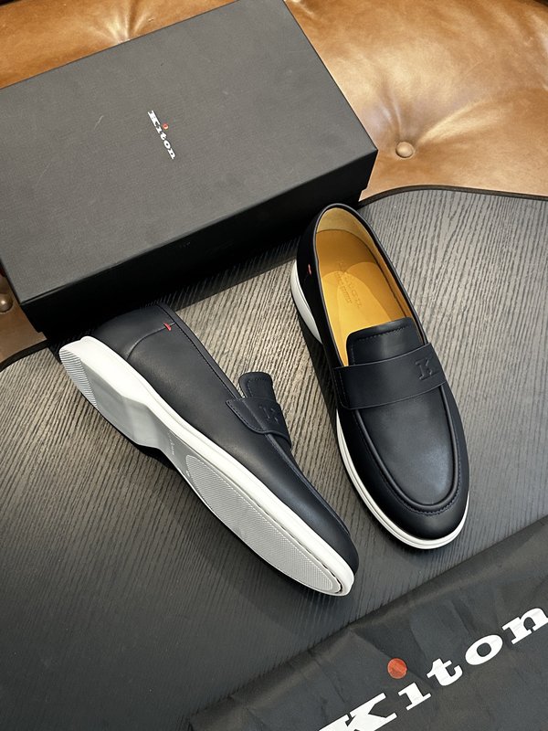 Kiton 남성 송아지 가죽 스니커즈 001-177873