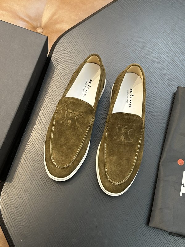 Kiton 남성 송아지 가죽 스니커즈 001-177892