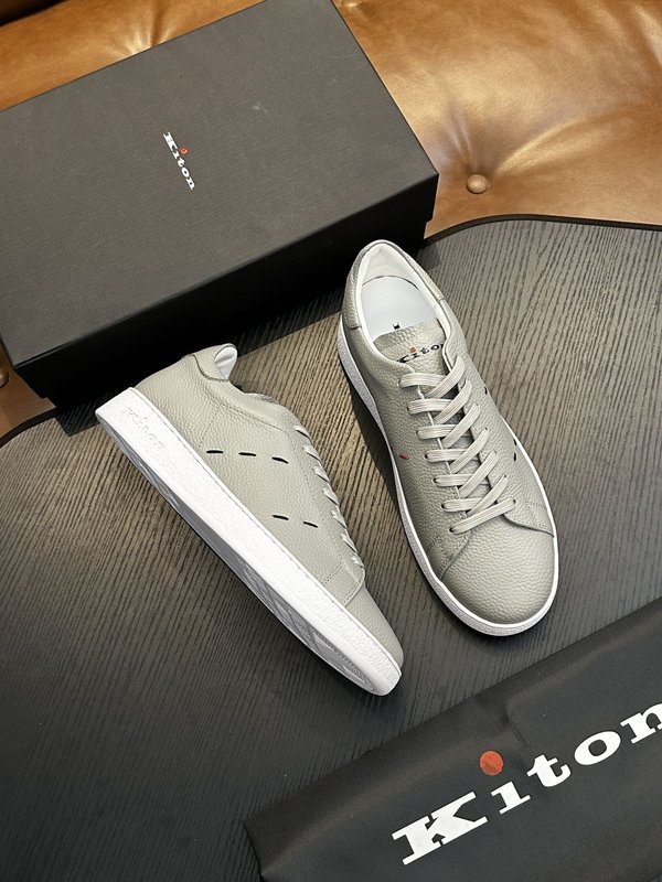Kiton 남성 송아지 가죽 스니커즈 001-177922