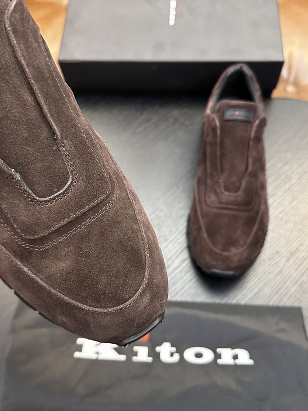 Kiton 남성 송아지 가죽 스니커즈 001-177947