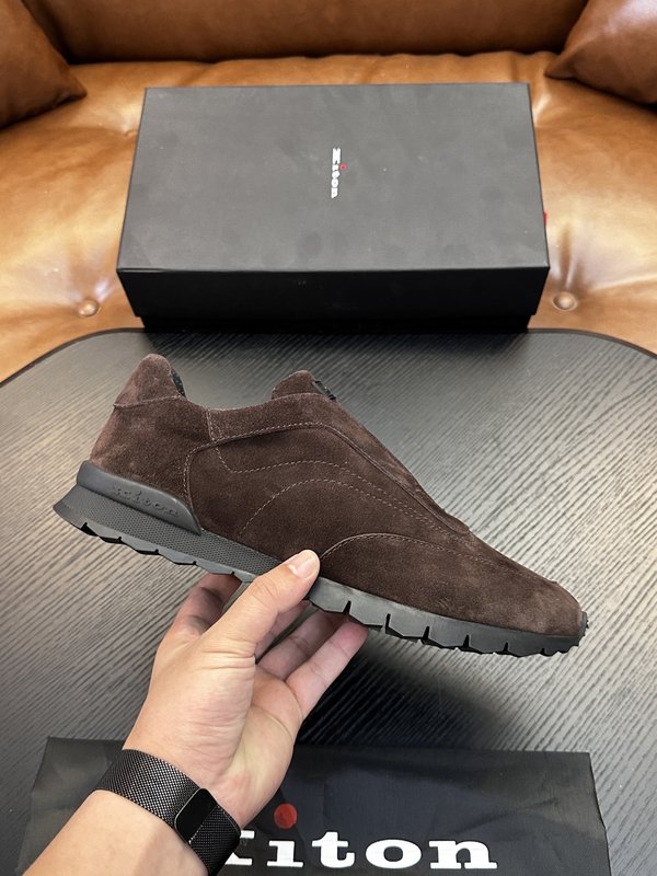 Kiton 남성 송아지 가죽 스니커즈 001-177947