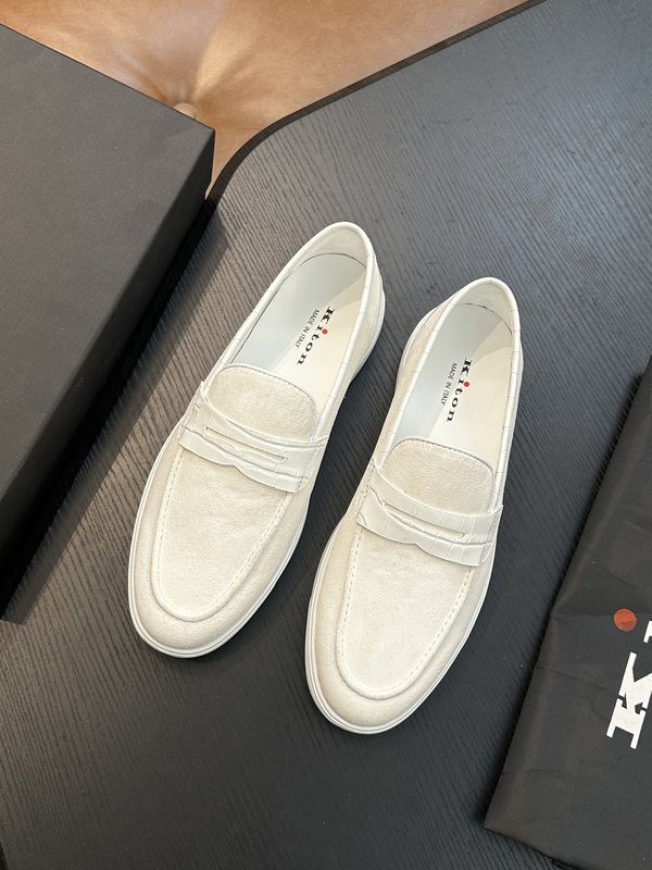 Kiton 남성 송아지 가죽 스니커즈 001-177961
