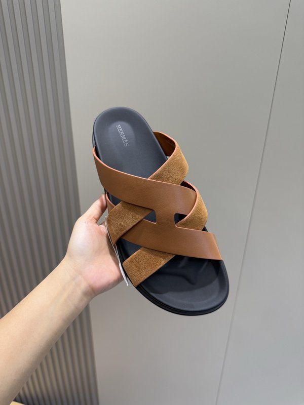 에르메스 H 버클 남성 가죽 슬리퍼 001-178409