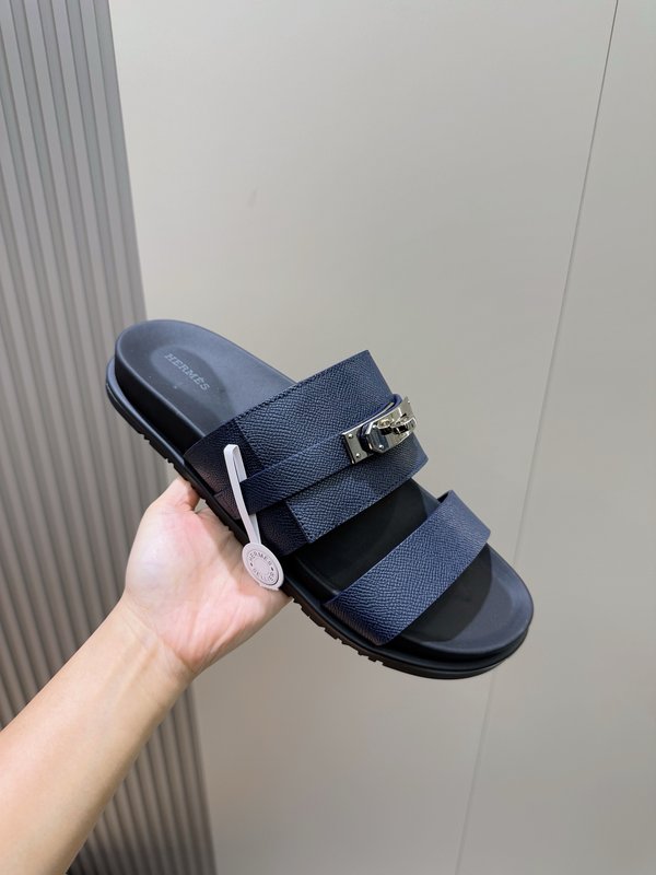 에르메스 H 버클 남성 가죽 슬리퍼 001-178698
