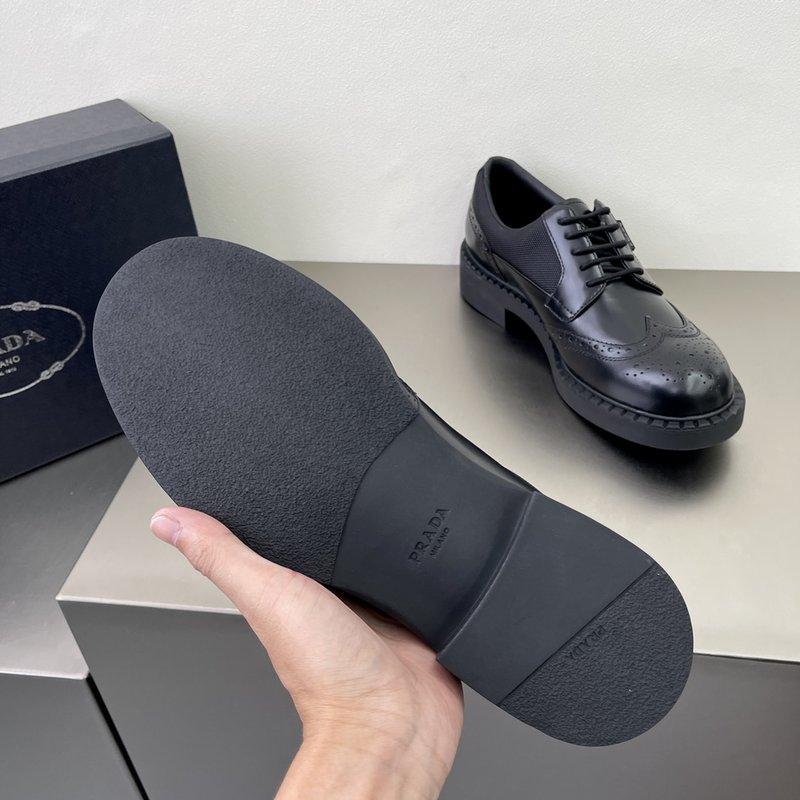 프라다 남성 두꺼운 밑창 가죽 나일론 더비 슈즈 001-179557