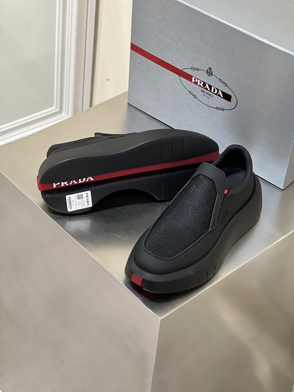 Prada 남성 수입 소가죽 두꺼운 바닥 캐주얼 슈즈 001-179609