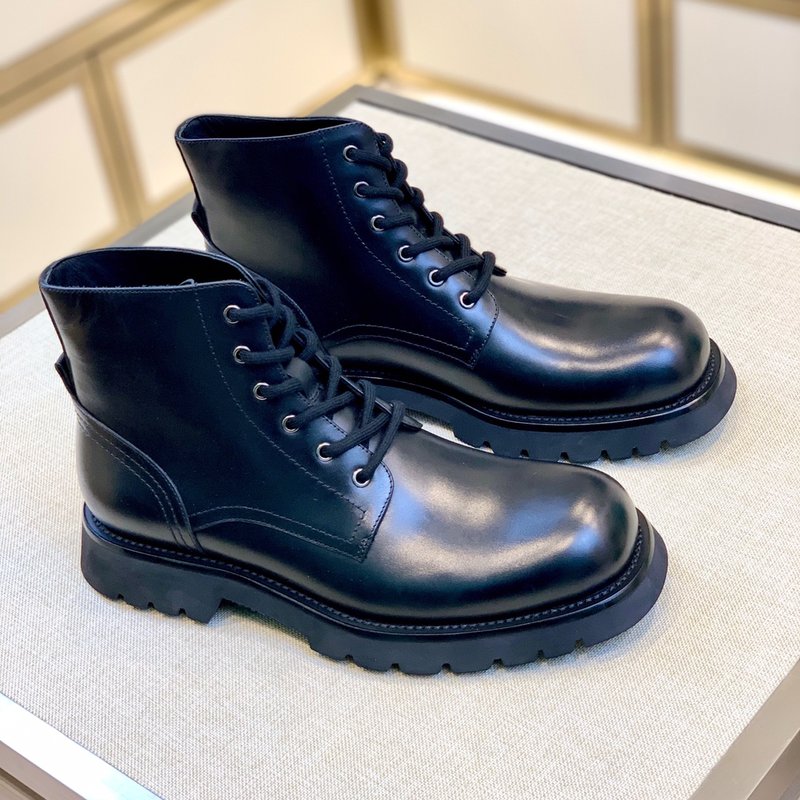 PRADA 클래식 라운드 토 남성 가죽 부츠 001-179912