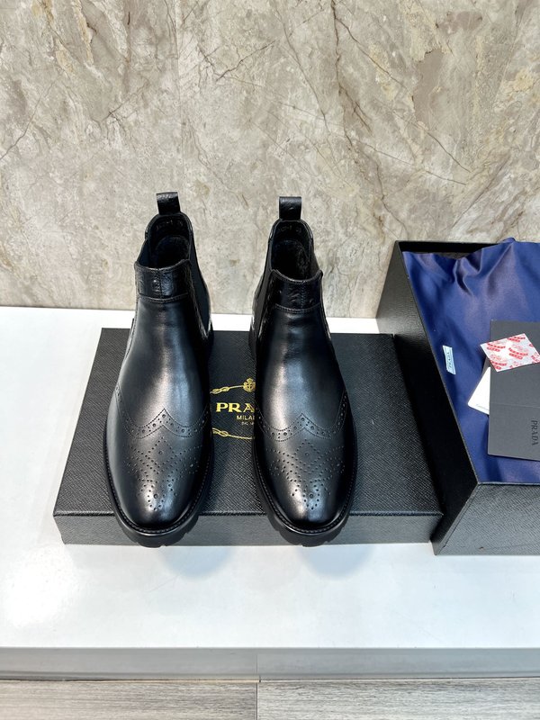 PRADA 남성용 첼시 부츠 소 가죽 보온 001-179930