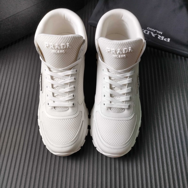 PRADA 프라다 화이트 메쉬 하이탑 운동화 001-180003