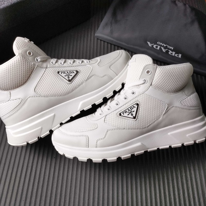 PRADA 프라다 화이트 메쉬 하이탑 운동화 001-180003