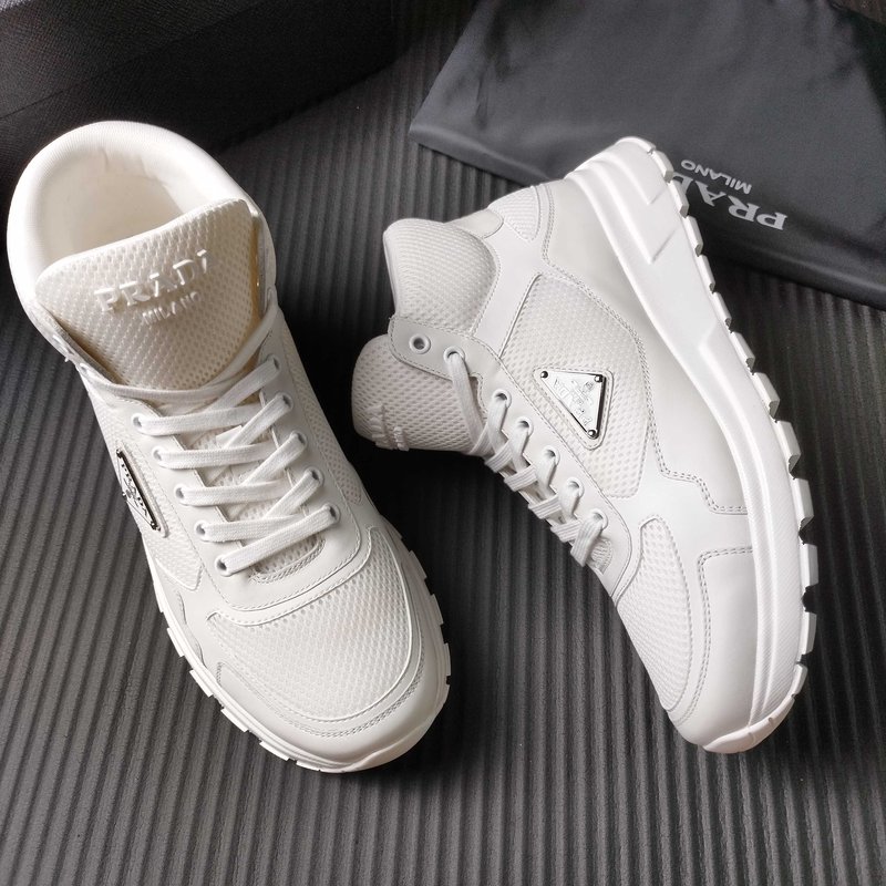 PRADA 프라다 화이트 메쉬 하이탑 운동화 001-180003