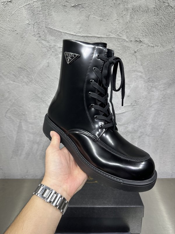 PRADA 레이스 업 가죽 나이트 부츠 001-180024