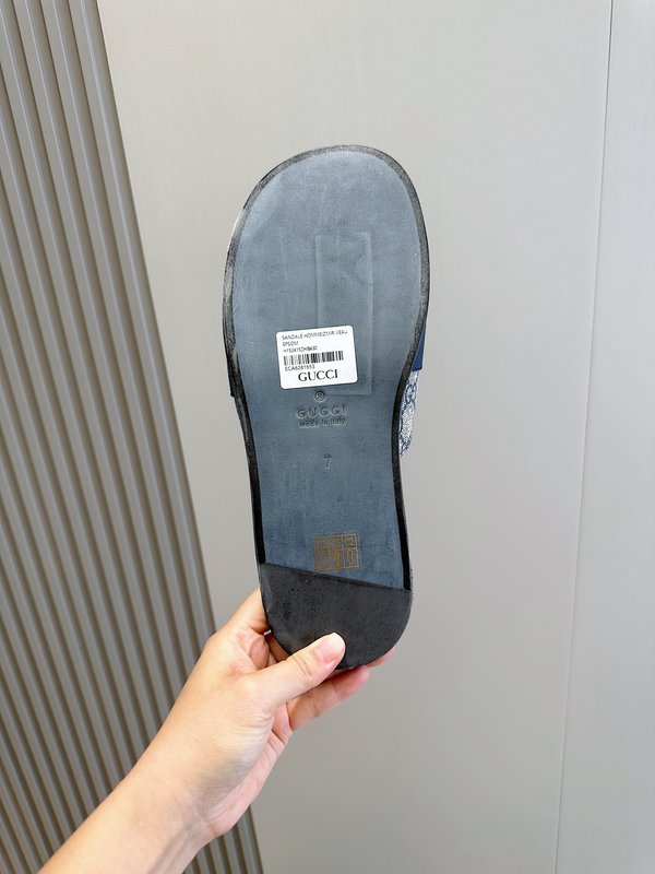 Gucci Lido 남성 더블 G 가죽 슬리퍼 001-180150