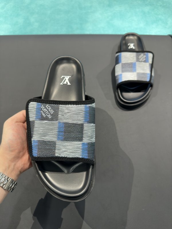 LV Gucci 스타일 체크 슬리퍼 001-180151