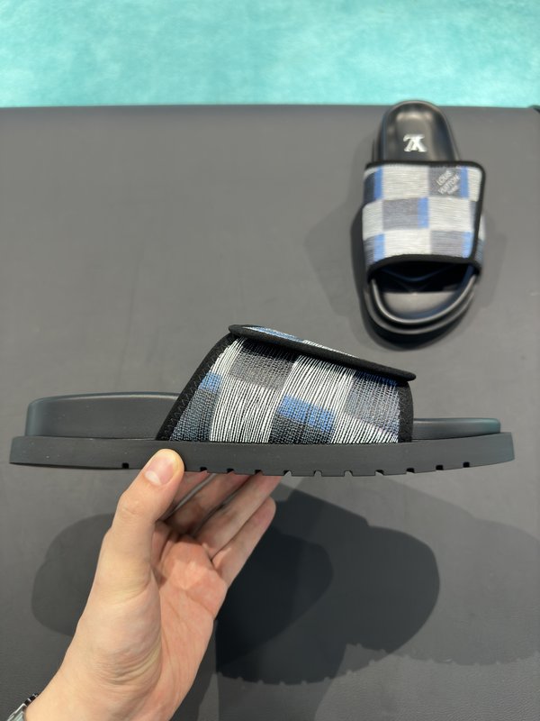 LV Gucci 스타일 체크 슬리퍼 001-180151