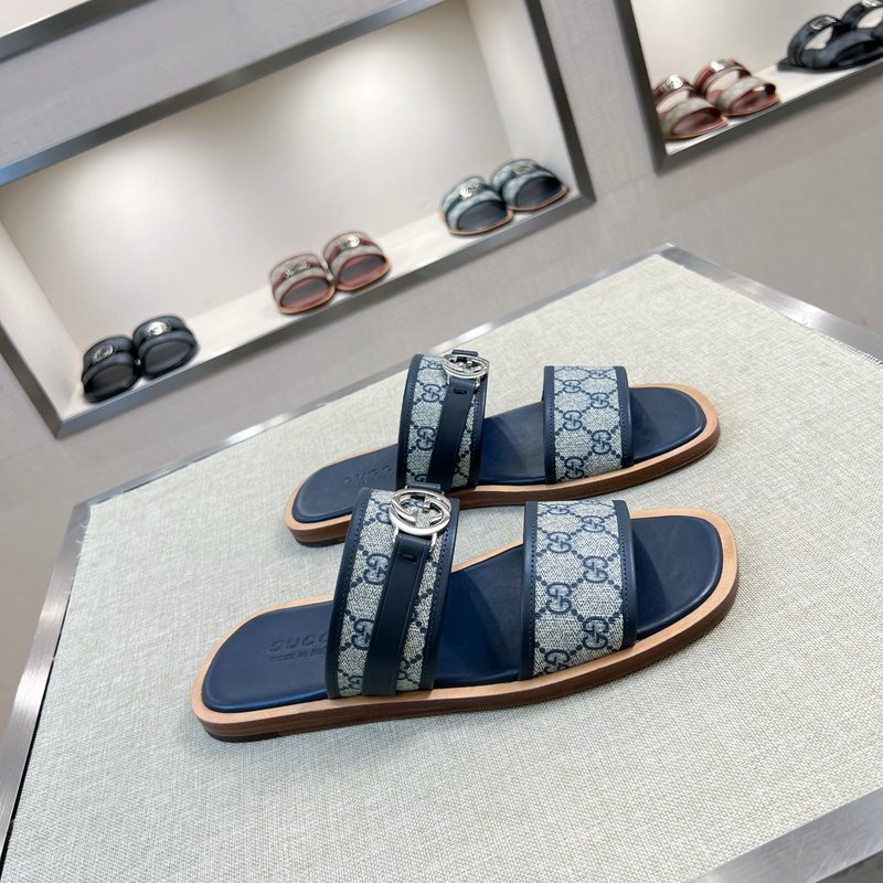 Gucci 클래식 패턴 가죽 슬리퍼 001-180387