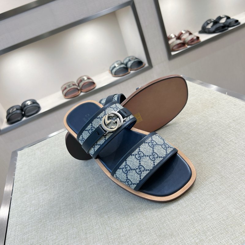 Gucci 클래식 패턴 가죽 슬리퍼 001-180387