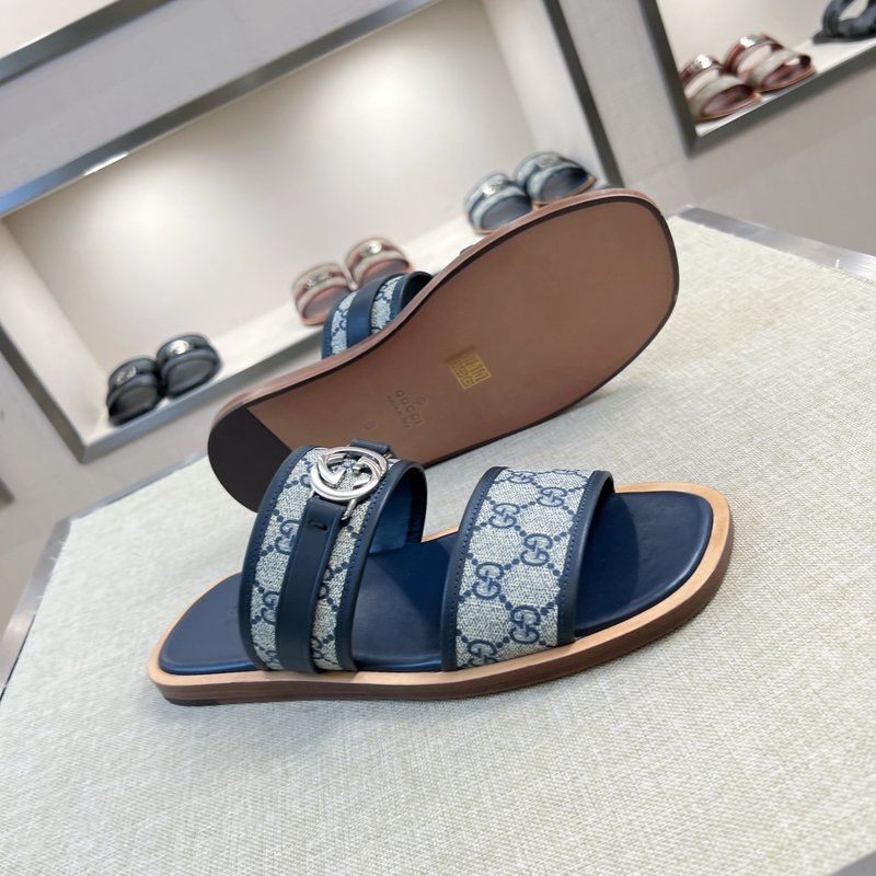 Gucci 클래식 패턴 가죽 슬리퍼 001-180387