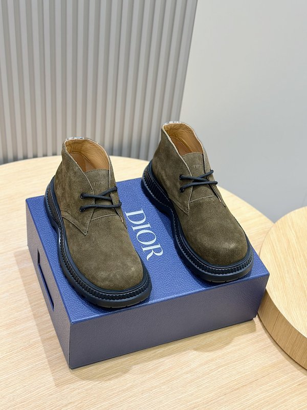 Dior 남성용 끈 묶음 스웨이드 하이톱 부츠 001-180528
