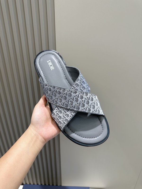 Dior Alias 남성 오블리크 프린트 가죽 슬리퍼 001-180537