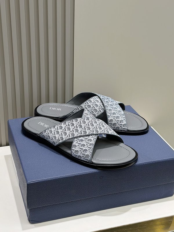 Dior Alias 남성 오블리크 프린트 가죽 슬리퍼 001-180537