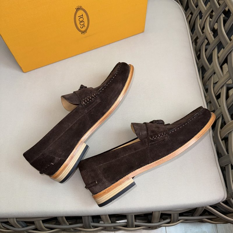TODS 데비 프릴 캐주얼 구두 스웨이드 가죽 001-180885