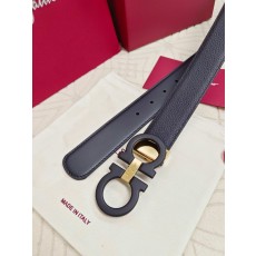 페라가모 남성 3.5cm 순동 클립 가죽 벨트 001-181199