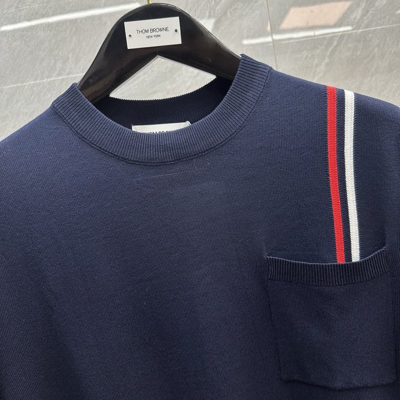 톰브라운 남성 라운드넥 스트라이프 니트 반팔 001-181236