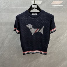 Thom Browne 라인스톤 강아지 반팔 니트 001-181239