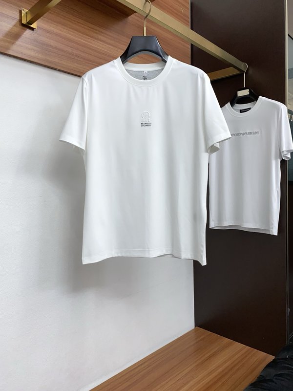 브루넬로 쿠치넬리 남성 라운드넥 반팔 티셔츠 001-181566
