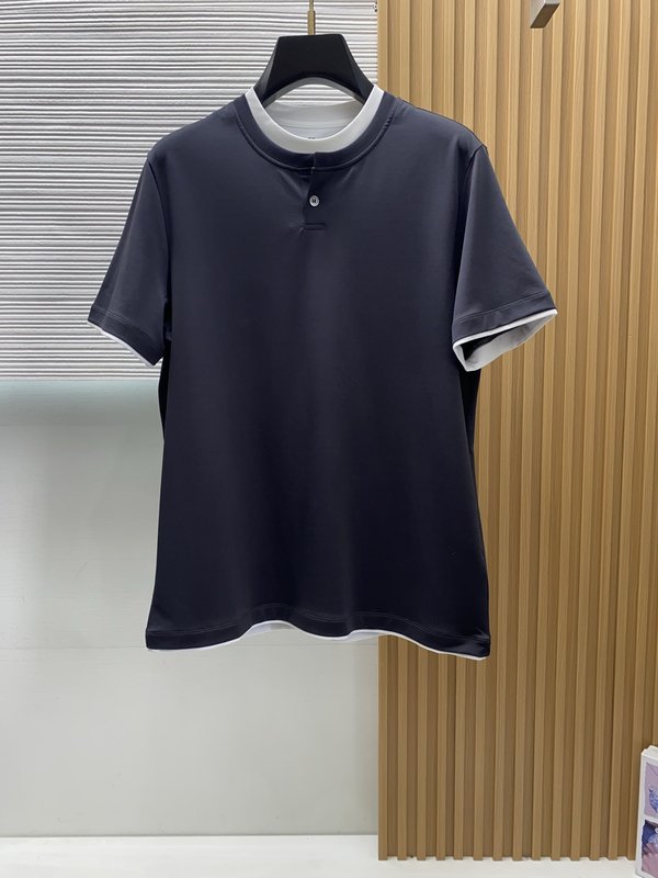 이른 봄 머서화 코튼 라운드 넥 반팔 티셔츠 001-181600