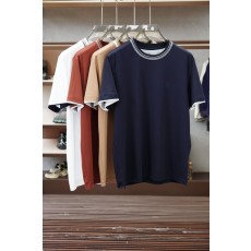 브루넬로 쿠치넬리 남성 자수 레이어드 라운드넥 반팔 티 001-181615