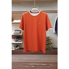 브루넬로 쿠치넬리 남성 자수 레이어드 라운드 티셔츠 001-181627