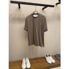 BC 여름 심플 자수 실크 라운드넥 반팔 티셔츠 001-181696