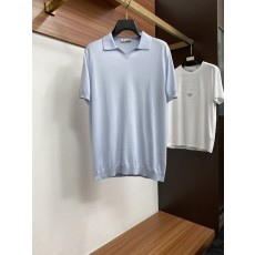 클래식 올드머니 스타일 텐셀 혼방 면 반팔 티셔츠 001-181706
