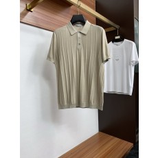 남성 고급 심플 칼라 니트 반팔 폴로 셔츠 001-181707