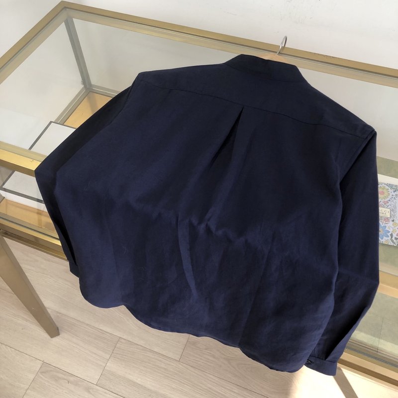 브루넬로 쿠치넬리 남성 린넨 스탠드 칼라 셔츠 001-181733