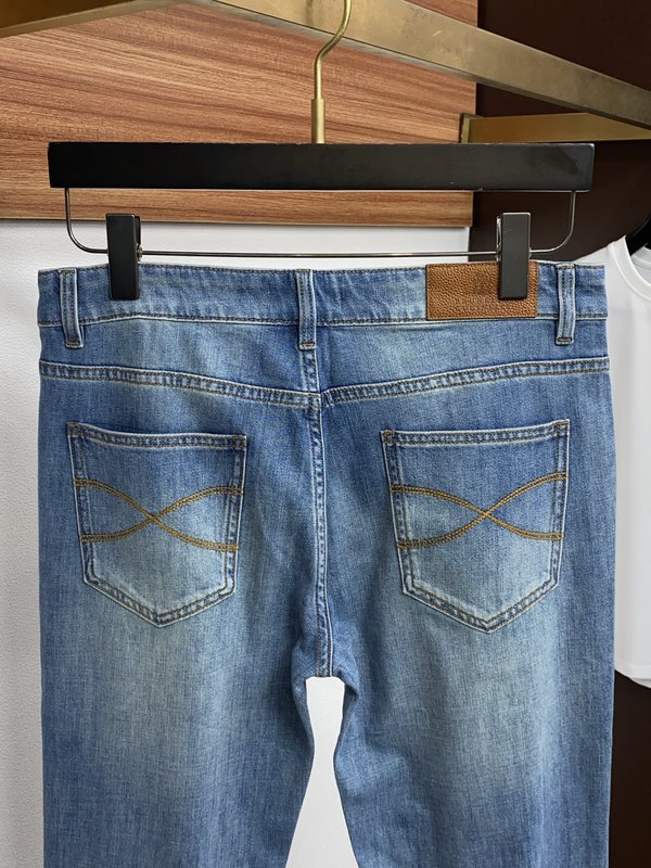 장면화 면 슬림 스트레이트 핏 데님 팬츠 001-181853