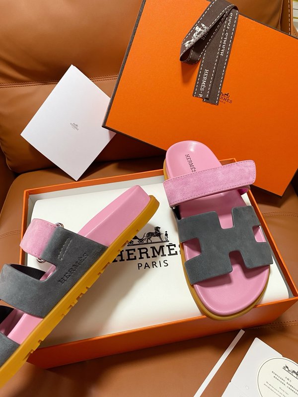 에르메스 스타일 수제 양가죽 커플 슬리퍼 001-182080