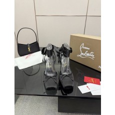 스퀘어 토 스트랩 크리스탈 레드솔 하이힐 001-182441