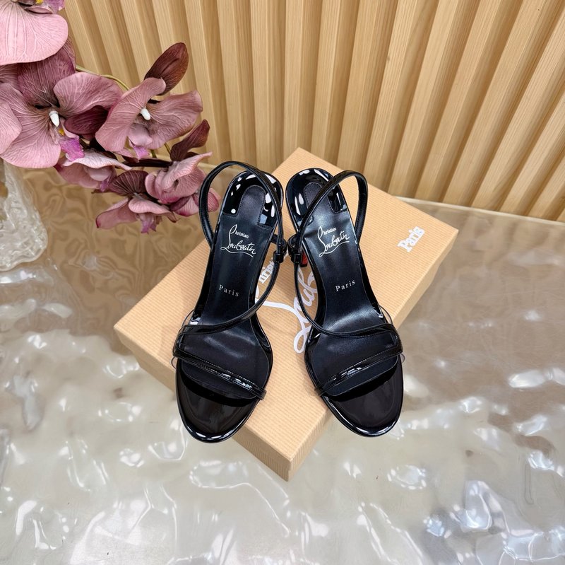 레드솔 장미 크리스탈 장식 하이힐 샌들 001-182474