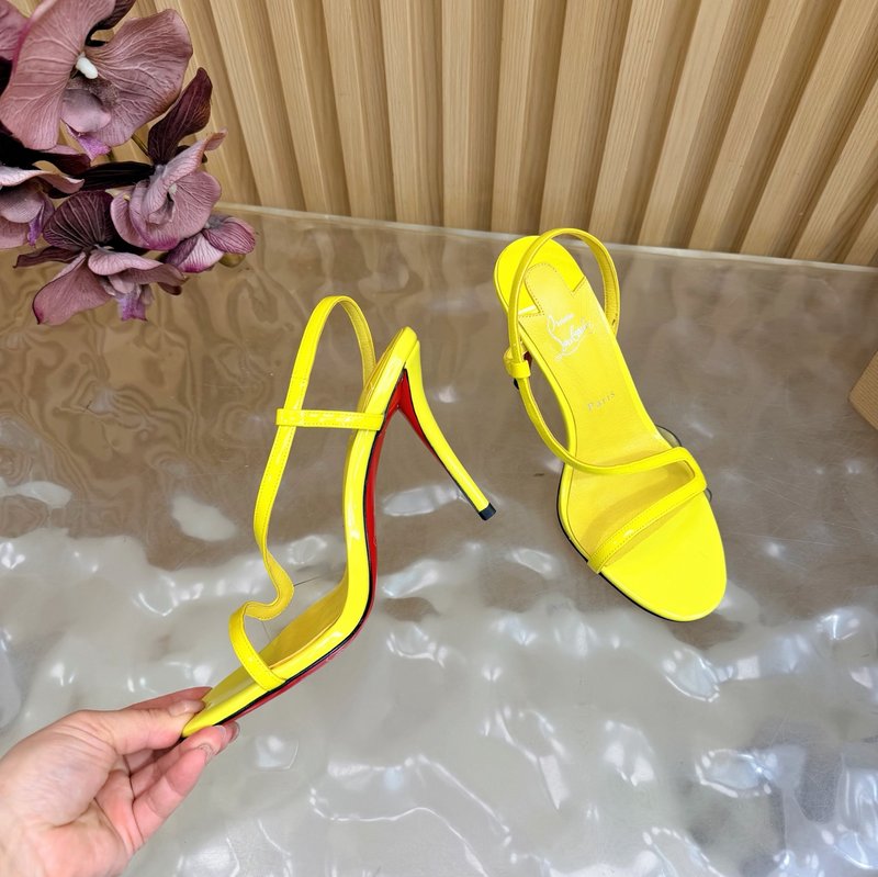 레드솔 장미 크리스털 에나멜 하이힐 샌들 001-182479
