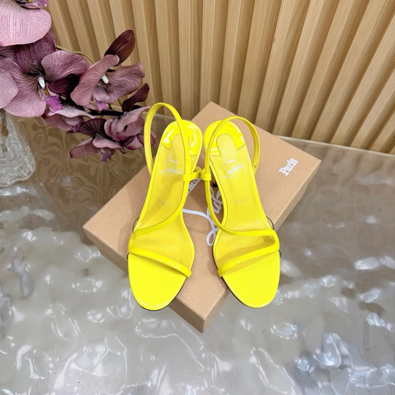 레드솔 장미 크리스털 에나멜 하이힐 샌들 001-182479
