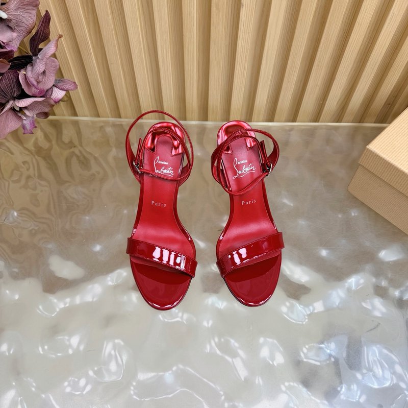 레드솔 장미 크리스탈 장식 하이힐 샌들 001-182484