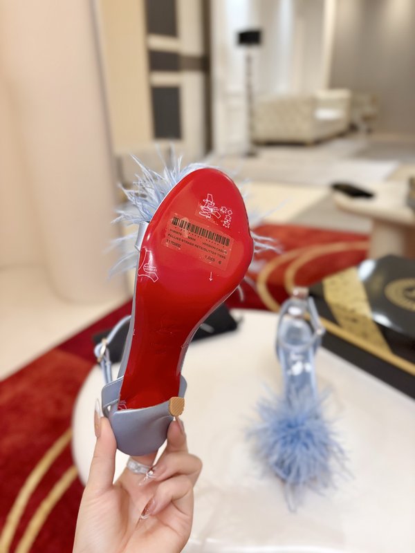 깃털 장식 스틸레토 힐 샌들 001-182551