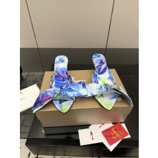 메탈 힐 실크 레드솔 하이힐 샌들 001-182555