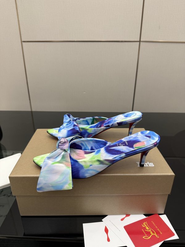 메탈 힐 실크 레드솔 하이힐 샌들 001-182555