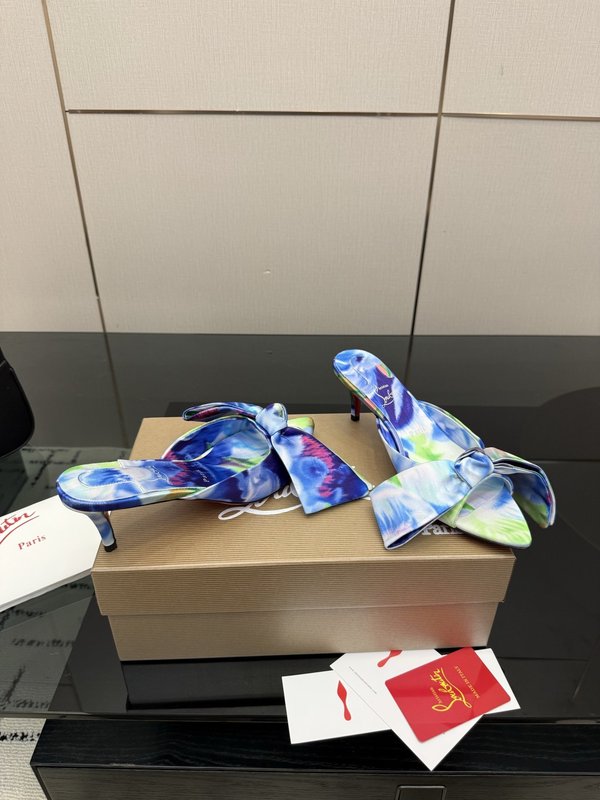 메탈 힐 실크 레드솔 하이힐 샌들 001-182555