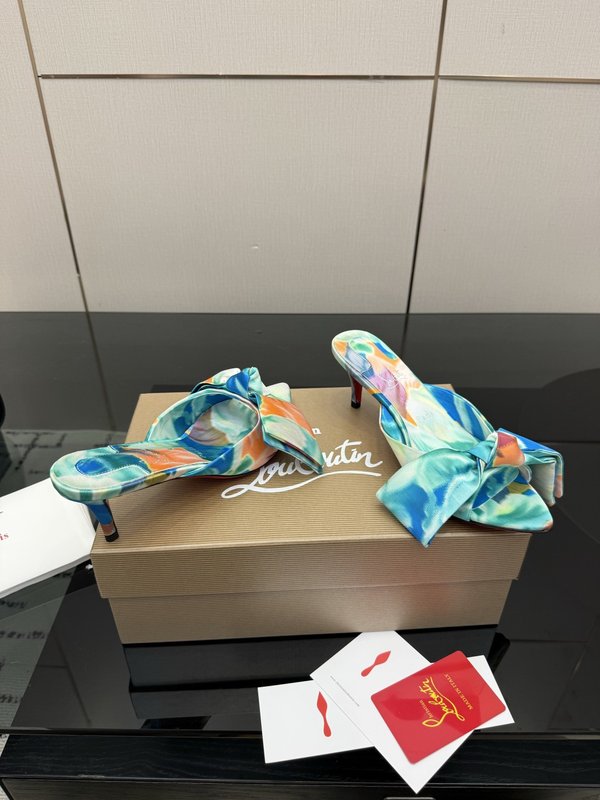 크리스찬 루부탱 실크 하이힐 샌들 001-182556